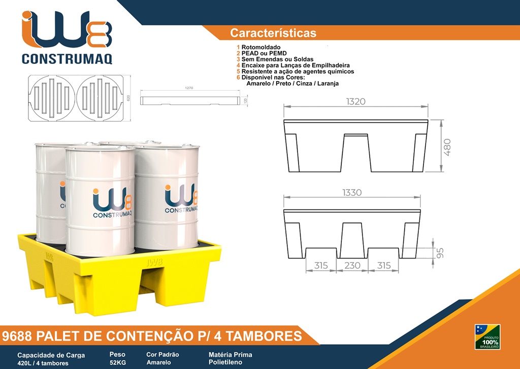 Pallet de Contenção 4 Tambores