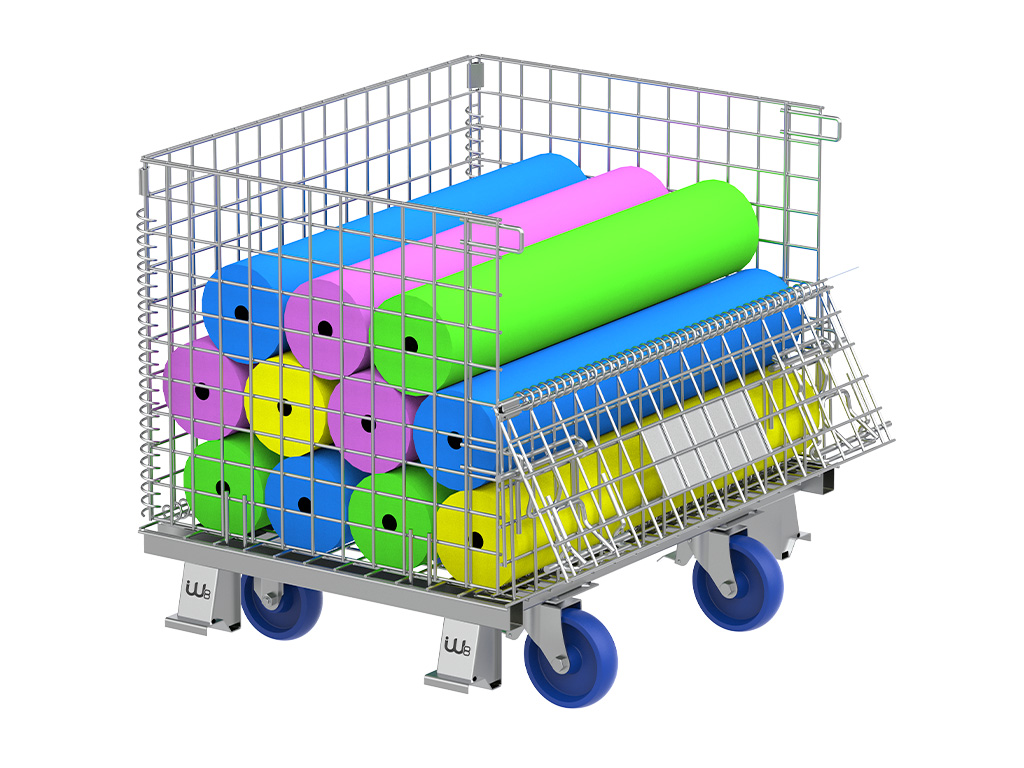 Caixa aramada metal móvel para logística interna