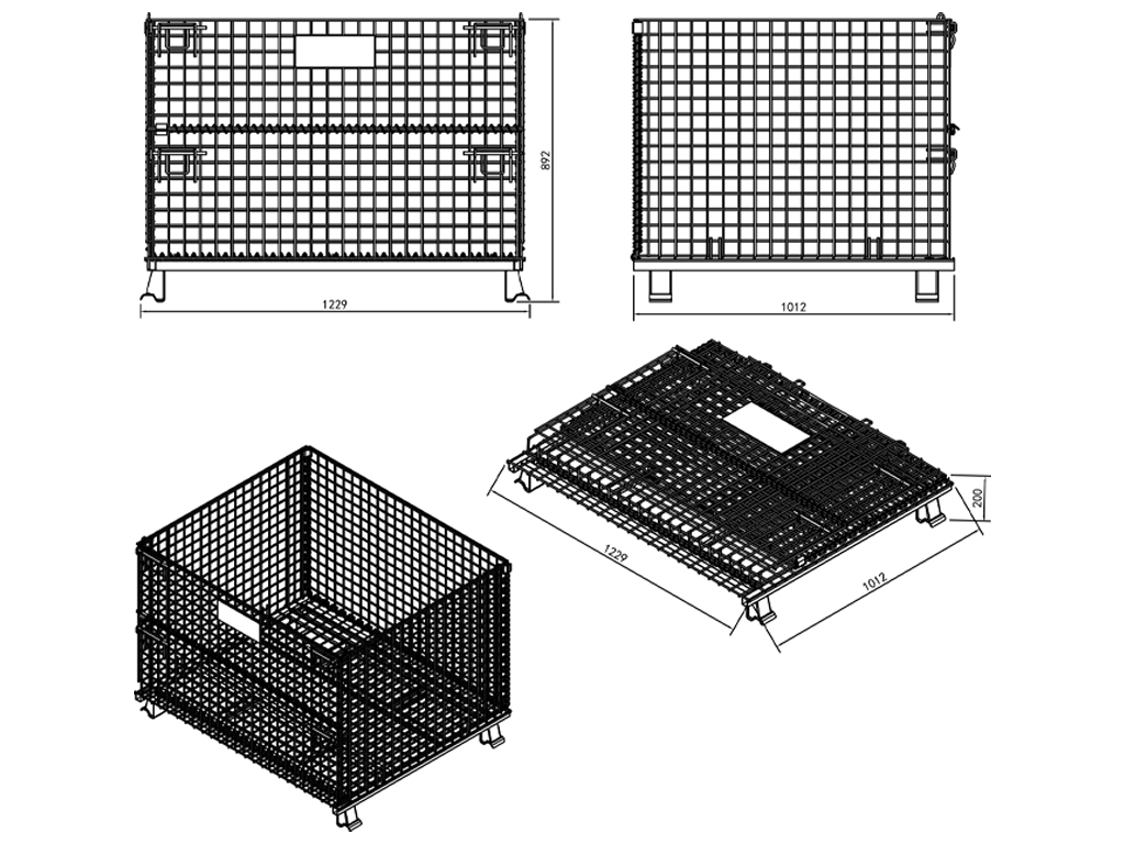 Detalhe da malha 50x50mm do cesto aramado 1 metro